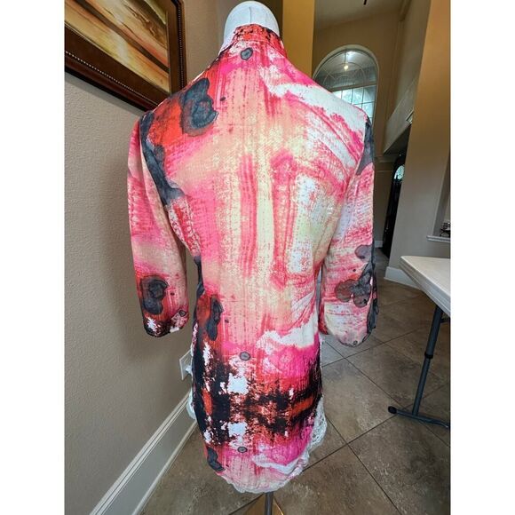Gimmicks by BKE Art Deco Watercolor Chiffon Lace Tunic Women’s Size Small - Picture 11 of 16